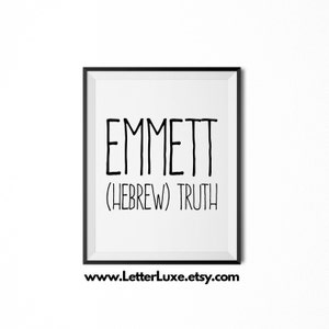 Emmett Printable Kids Gift, Emmett Gift, Name Meaning Art, Baby Shower Gift, Nursery Digital Print, Nursery Decor, Typography Wall Decor