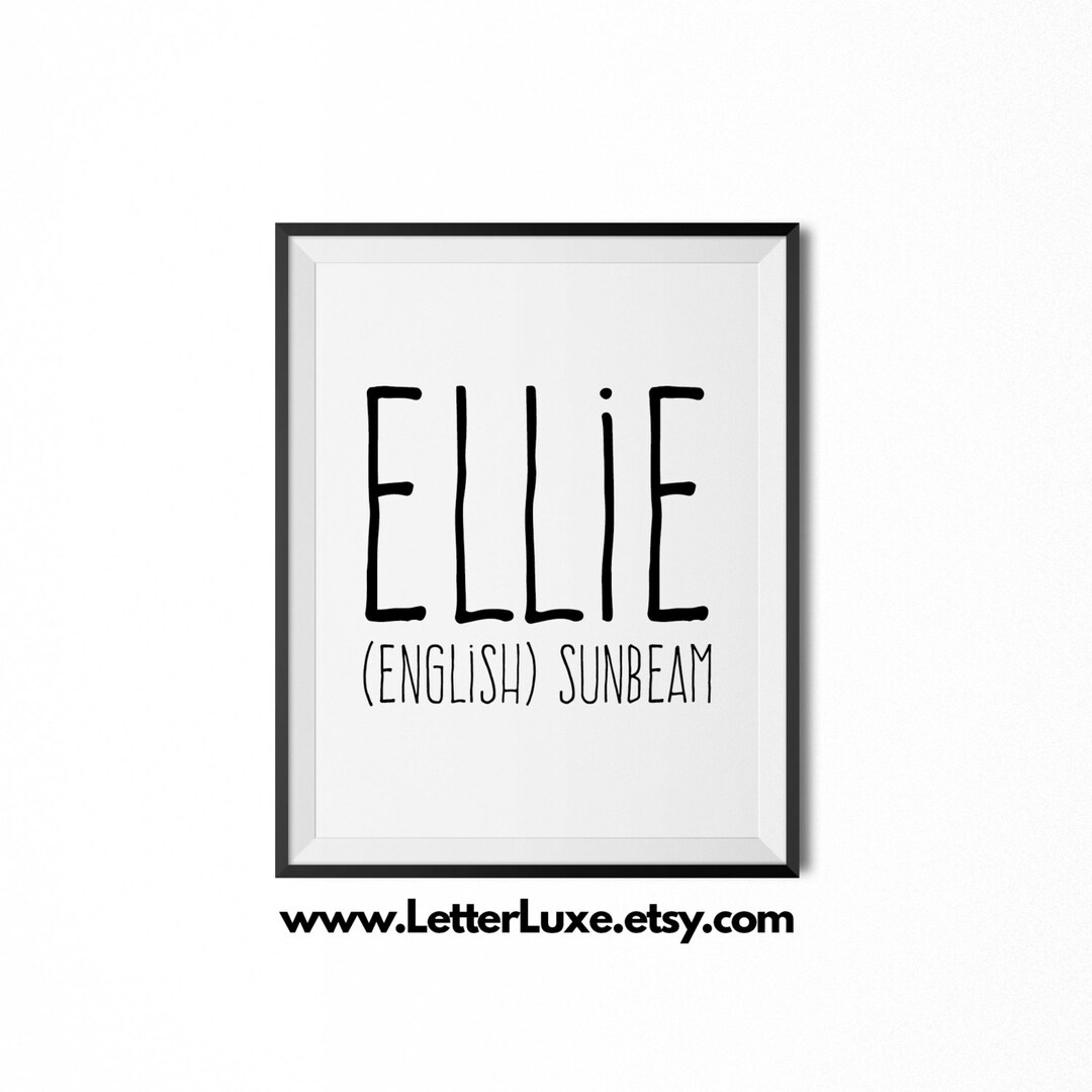 Ellie Name Meaning Art, Ellie Gift, Printable Baby Shower Gift, Nursery