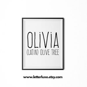 Olivia Name Meaning Art, Olivia Printable Baby Shower Gift, Nursery Printable, Definition Digital Print, Nursery Decor Typography Wall Decor
