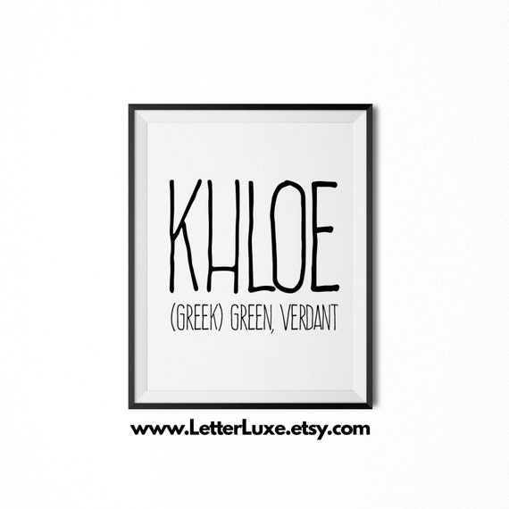 Khloe Name Meaning Art Printable Baby Shower Gift Nursery Etsy