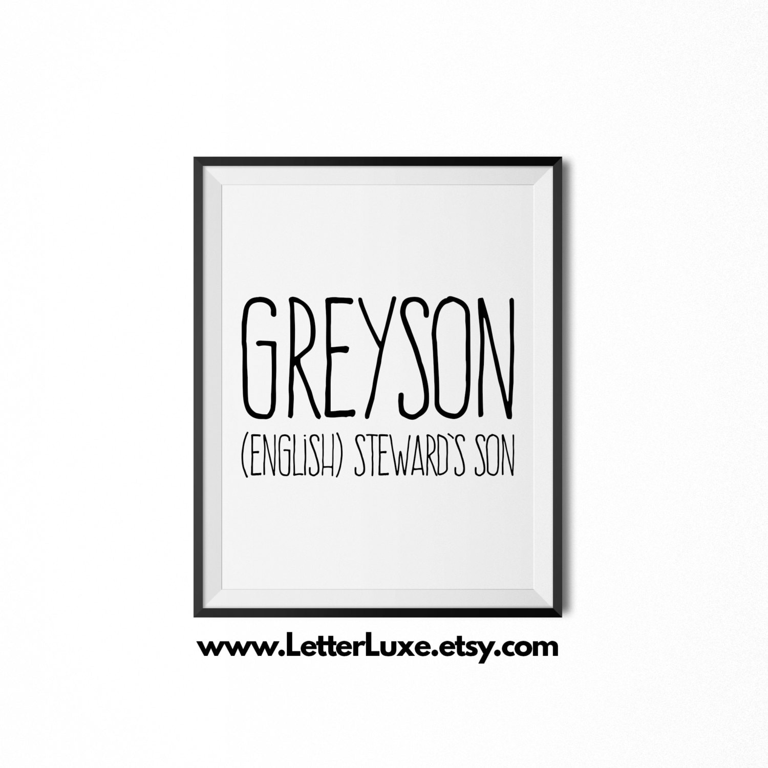 Greyson Printable Kids Gift Name Meaning Art Baby Shower - Etsy