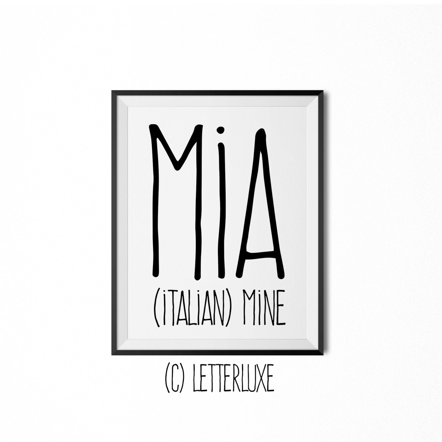 Mia Name Meaning Art Printable Baby Shower Gift Nursery Etsy