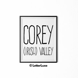 Corey Name Meaning Art, Corey Gift, Printable Baby Shower Gift, Nursery Printable Art, Digital Print, Nursery Decor, Typography Wall Decor