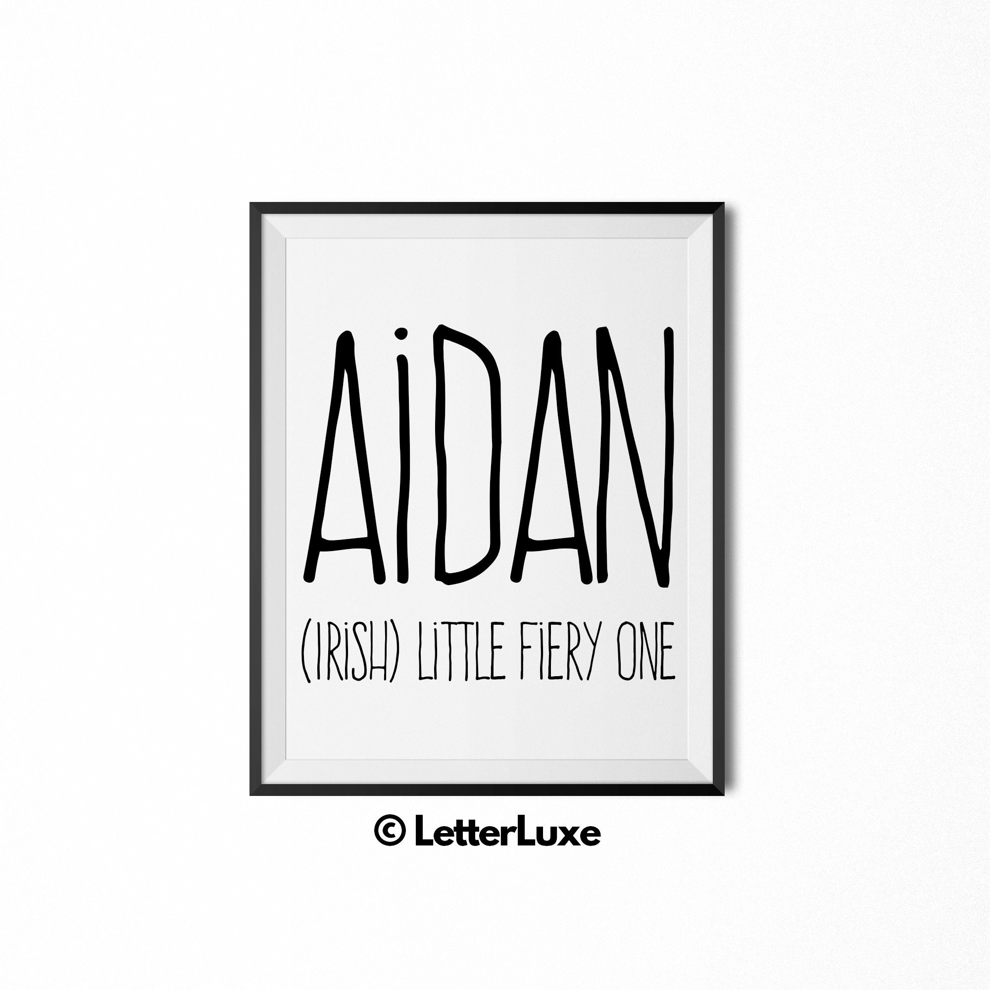 Aidan Name Meaning Art Aidan Gift Printable Baby Shower Etsy