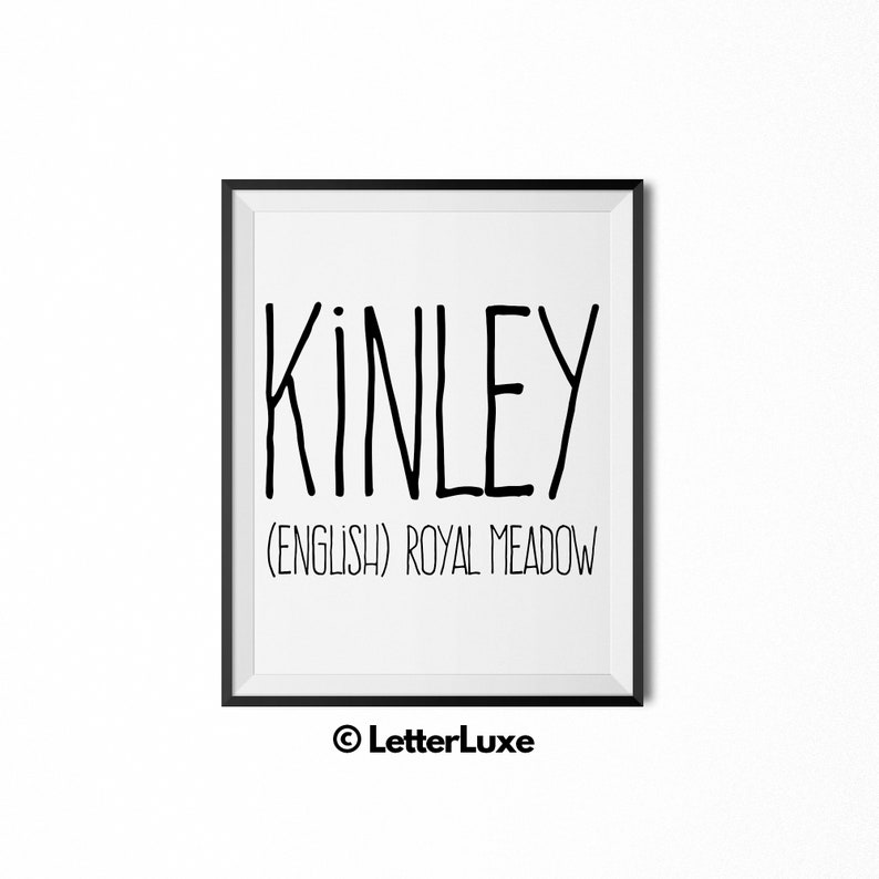 Kinley Name Meaning Art Printable Baby Shower Gift Nursery | Etsy