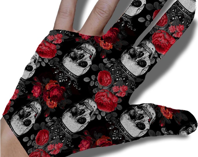 Gothic Roses and Skulls Billiard Glove