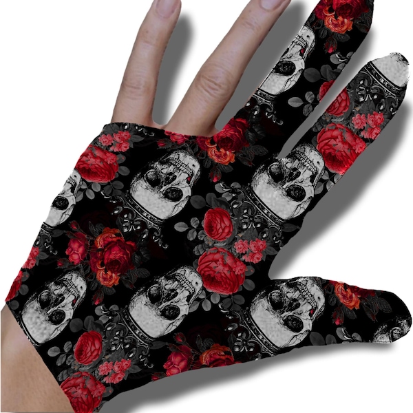 Gothic Roses and Skulls Billiard Glove