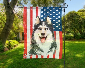 Husky Old Glory garden flag