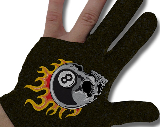 Flaming 8 Skull Billiard Glove