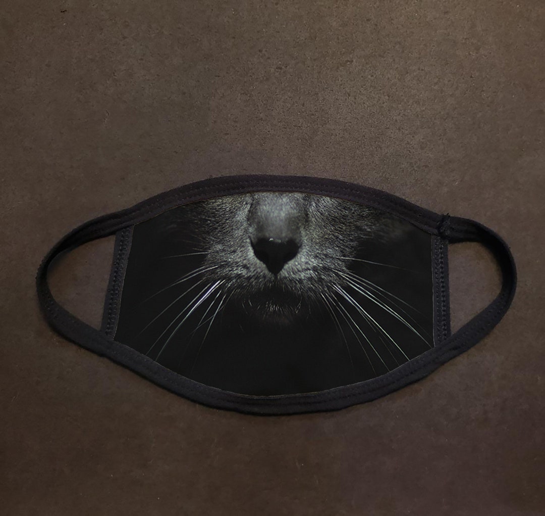 Black Cat Face Mask Etsy