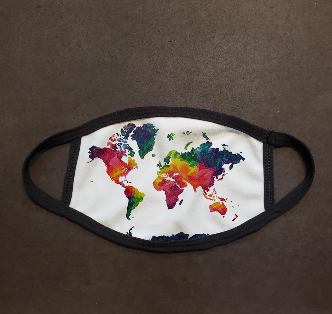 Rainbow World Map Face Mask - Etsy