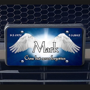 Memorial Angel Wings personalized license plate