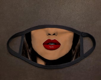 Tanned/Caucasian Sexy Red Lips Face Mask
