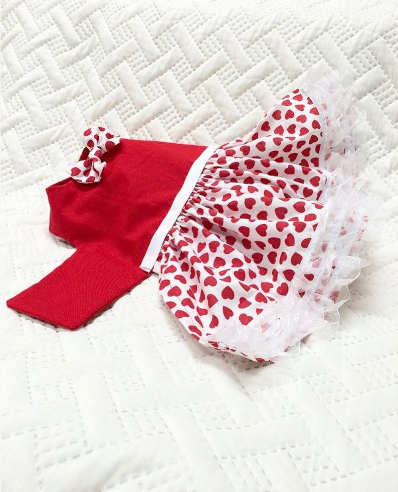 Dog Valentine Dress Dog Party Dress Red Dog Dress Heart Etsy