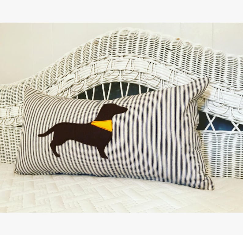 Dog Silhouette Pillow Cover Dog Pillow Cover Stripe Pillow Etsy