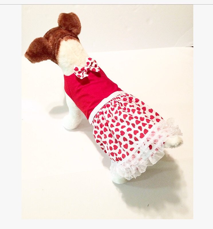 Dog Valentine Dress Dog Party Dress Red Dog Dress Heart Etsy
