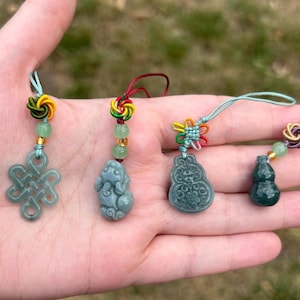 Blue Water Jade Crystal Phone Charm: Hulu, Pixiu, Chinese Knot Accessory - Bag Keychain Gift