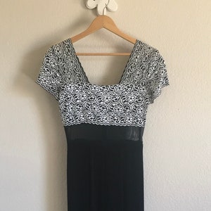 Women&#39;s Size 6P - Vintage 90s Black Jumpsuit with Lace Bodice ~ Arianna by Rachel Kaye