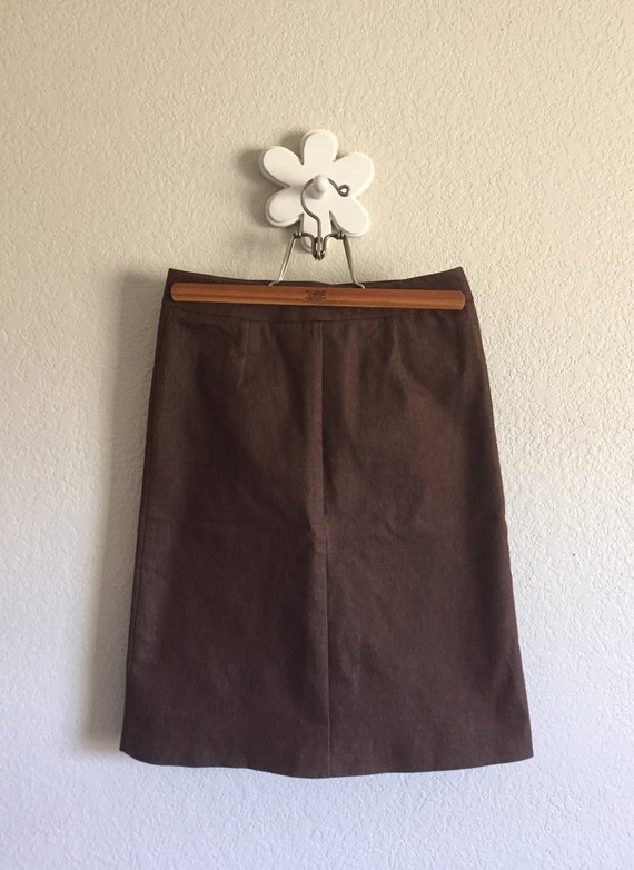 Women's Small - Vintage 90s Brown Pencil Skirt wi… - image 4