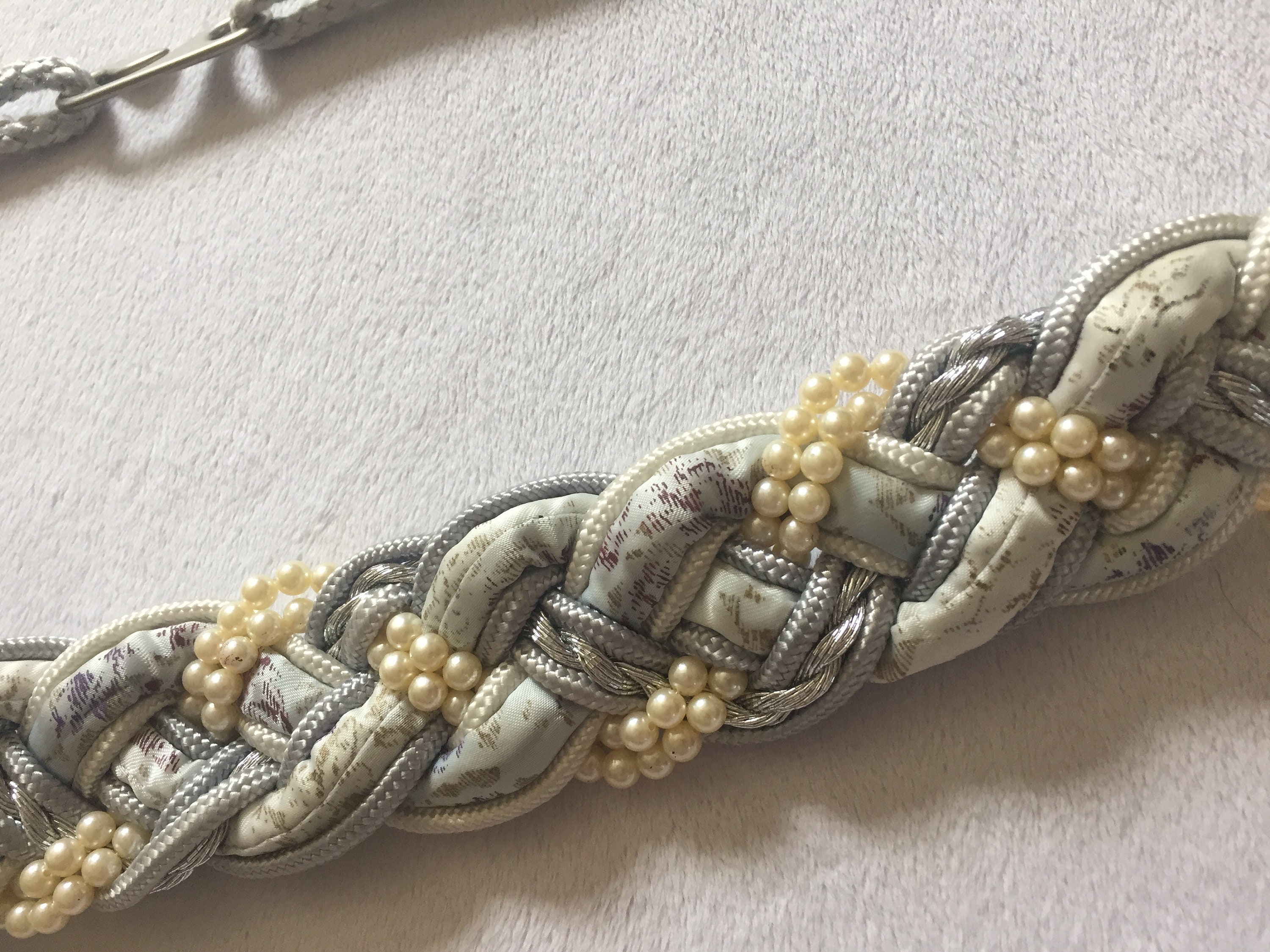 Vintage 80s Light Blue + Faux Pearl Braided Cinch Belt - Etsy
