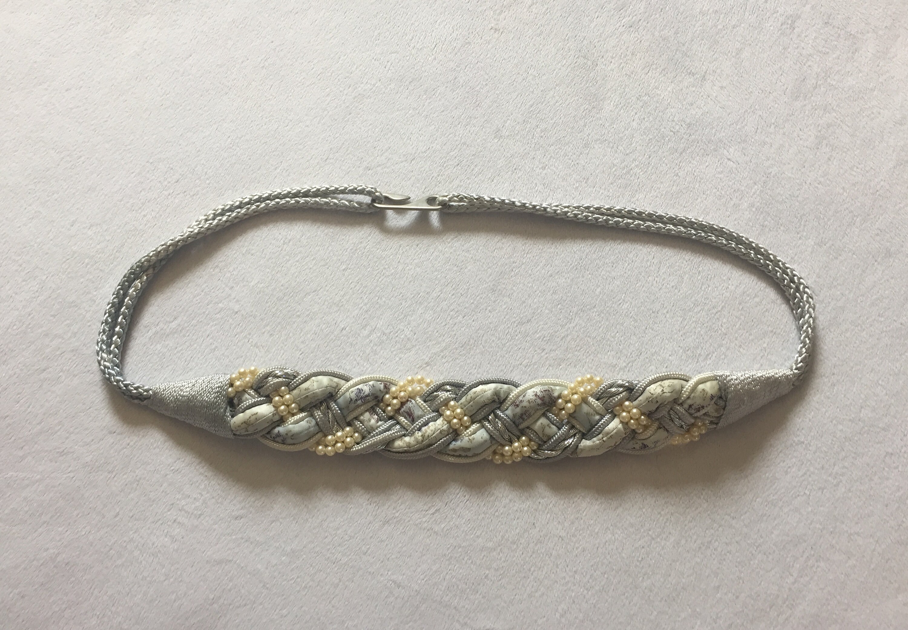 Vintage 80s Light Blue + Faux Pearl Braided Cinch Belt - Etsy display picture 1