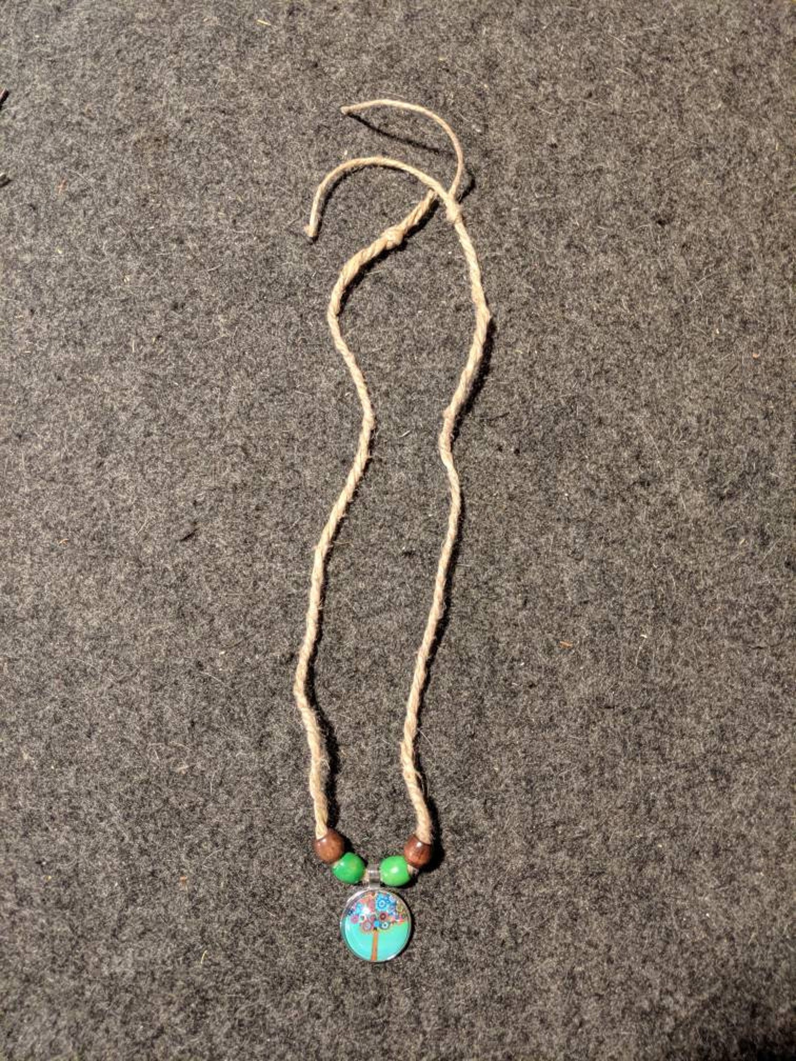 Handmade Hemp Necklace With Colorful Tree Glass Pendant Etsy