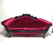 1 12th Scale, Dolls House, French Louis XV, Sofa Dollhouse Sofa, BarbieBed,FashionRoyaltyDollBed,BJD Dolls, for dolls near 12 quot inch, 30 cm.
