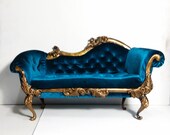 Aquamarine sofa,1 12th Scale, Dolls House, French Louis XV, BarbieBed,FashionRoyaltyDollBed,BJD Dolls, for dolls near 12 quot inch, 30 cm.