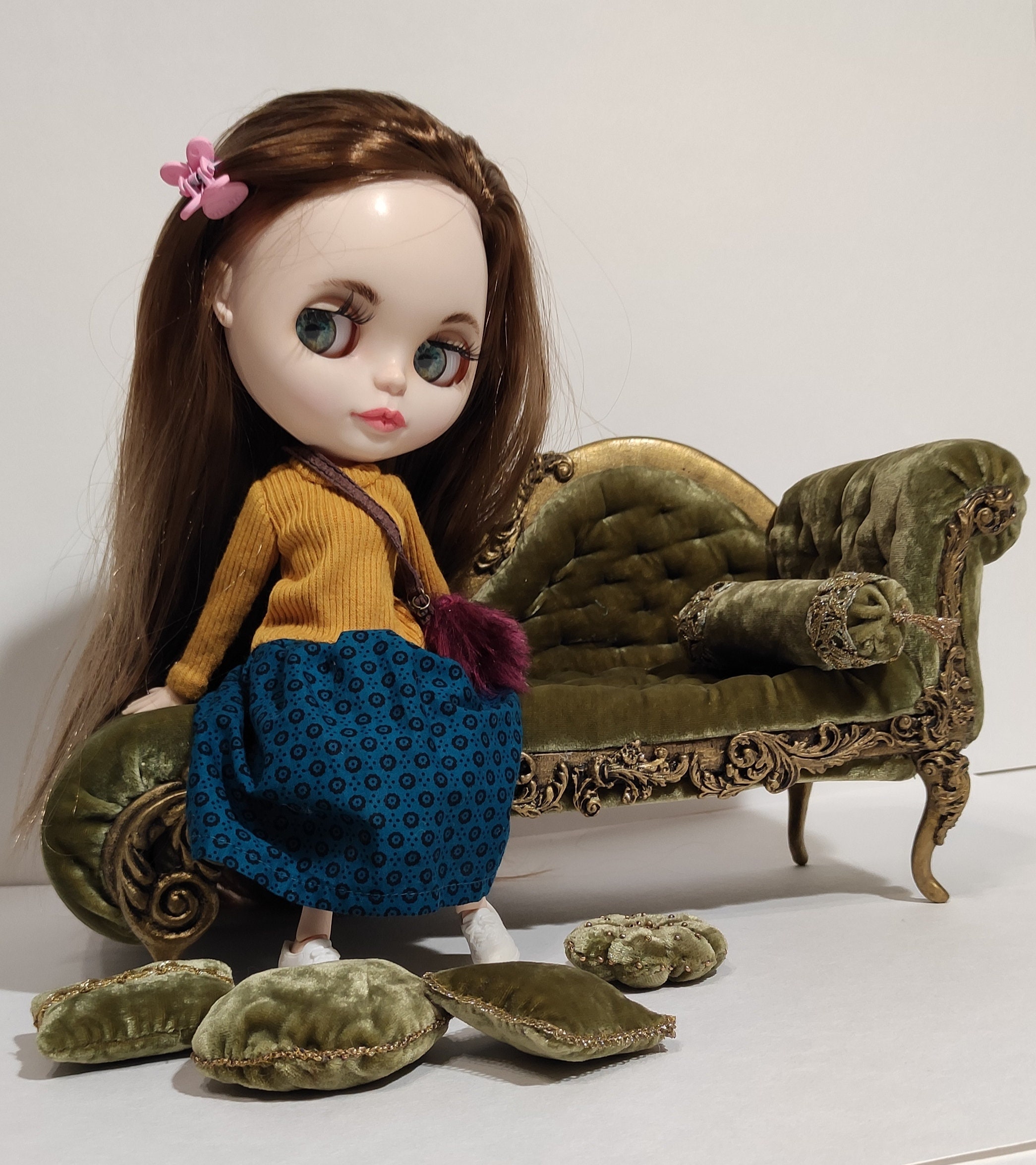 Am besten für blythe Sofa olivfarbenes Sofa Puppenhaus | Etsy