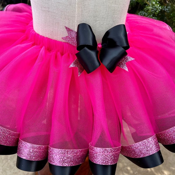 Fuchsia hot pink tutu Skirt, Pink Glitter, Barbie Birthday Tutu Skirt, Special Occasion Tutu Skirt