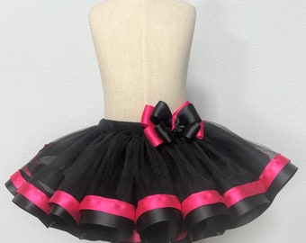 Black and Hot Pink Tutu Skirt: Baby Girl Tutu Skirt; Toddler Girl Tutu Skirt. Girl Tutu Skirt. Girl Tutu Dress. Toddler Tutu Dress.
