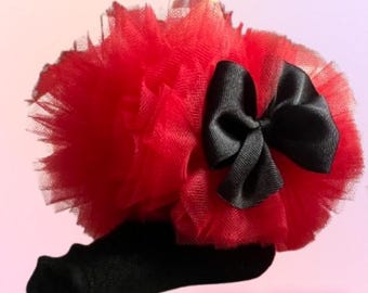 Red & Black Luxury Ruffle Baby Socks with Satin Bow