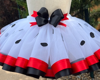 White Tutu Skirt; Unique Print Black Spot Tutu Skirt; Toddler Girl Tutu Skirt, Girl Tutu Dress.