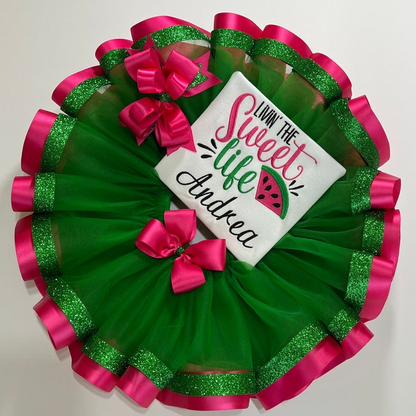 Green Hot Pink Tutu Skirt; Baby girl tutu; Toddler girl tutu skirt; Girl tutu skirt; Toddler tutu dress; Special Occasion, Watermelon