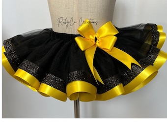 Black Tutu Skirt; Baby Girl Tutu; Toddler Tutu Skirt. Girl Tutu Skirt. Birthday Tutu Skirt; Black and Yellow Tutu Skirt
