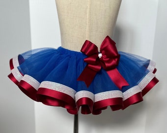 Tutú azul rey, tutú para bebé niña; falda tutú de cumpleaños; falda tutú abullonada, falda tutú para ocasiones especiales, falda tutú patriótica