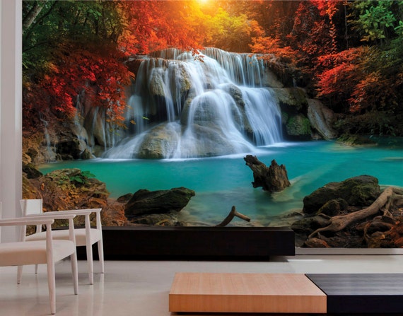 wall mural nature removable nature mural 3d wallpaper wall | Etsy
