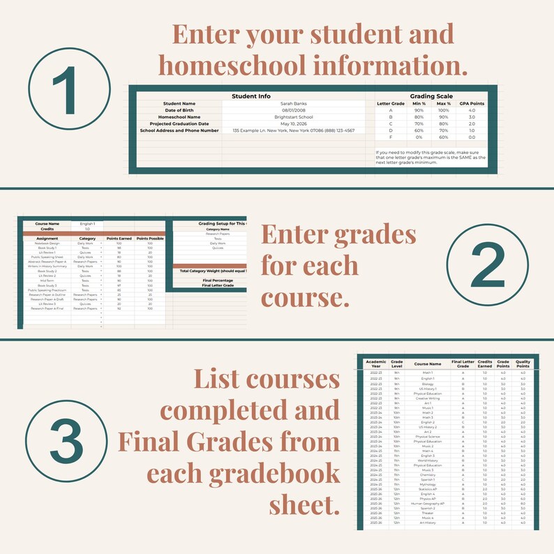 Automated Homeschool Transcript Template | GPA Calculator (google ...