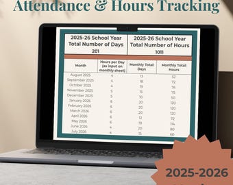 Homeschool Attendance Tracker 2025-26 (Google Spreadsheets) (digitale download)
