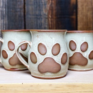 Paw Print Mug, Rustic Mug, Handmade Pottery Gift for Dog Lovers