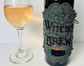 Halloween - Witches Brew Wine Bottle Wrap - Sleeve - Cozy - Embroidered