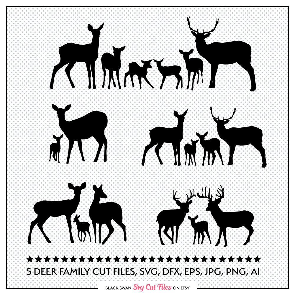 Download SVG 5 High quality Deer Family cut file svg dfx eps jpg | Etsy