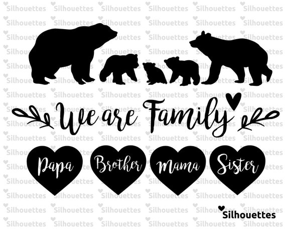 Download SVG We are family bear silhouette svg dxf eps jpg | Etsy