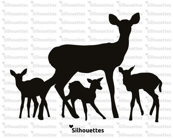 Download SVG Mother deer with little Bambi silhouette instant | Etsy