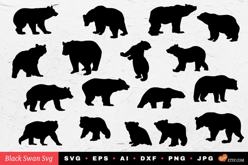 Download SVG 16 Bear silhouette Vector digital file for cricut and | Etsy