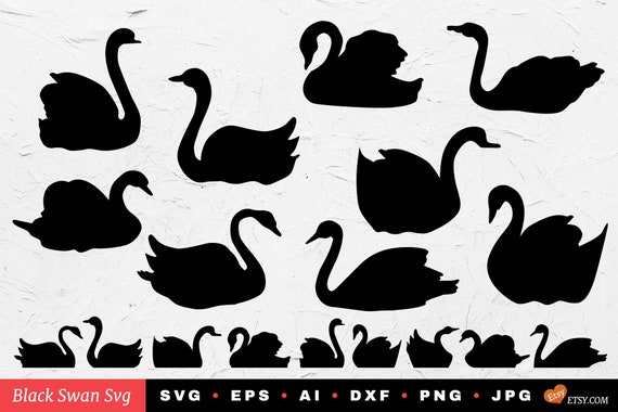 Download SVG Swan silhouettes eps svg dxf jpg png Paper and | Etsy