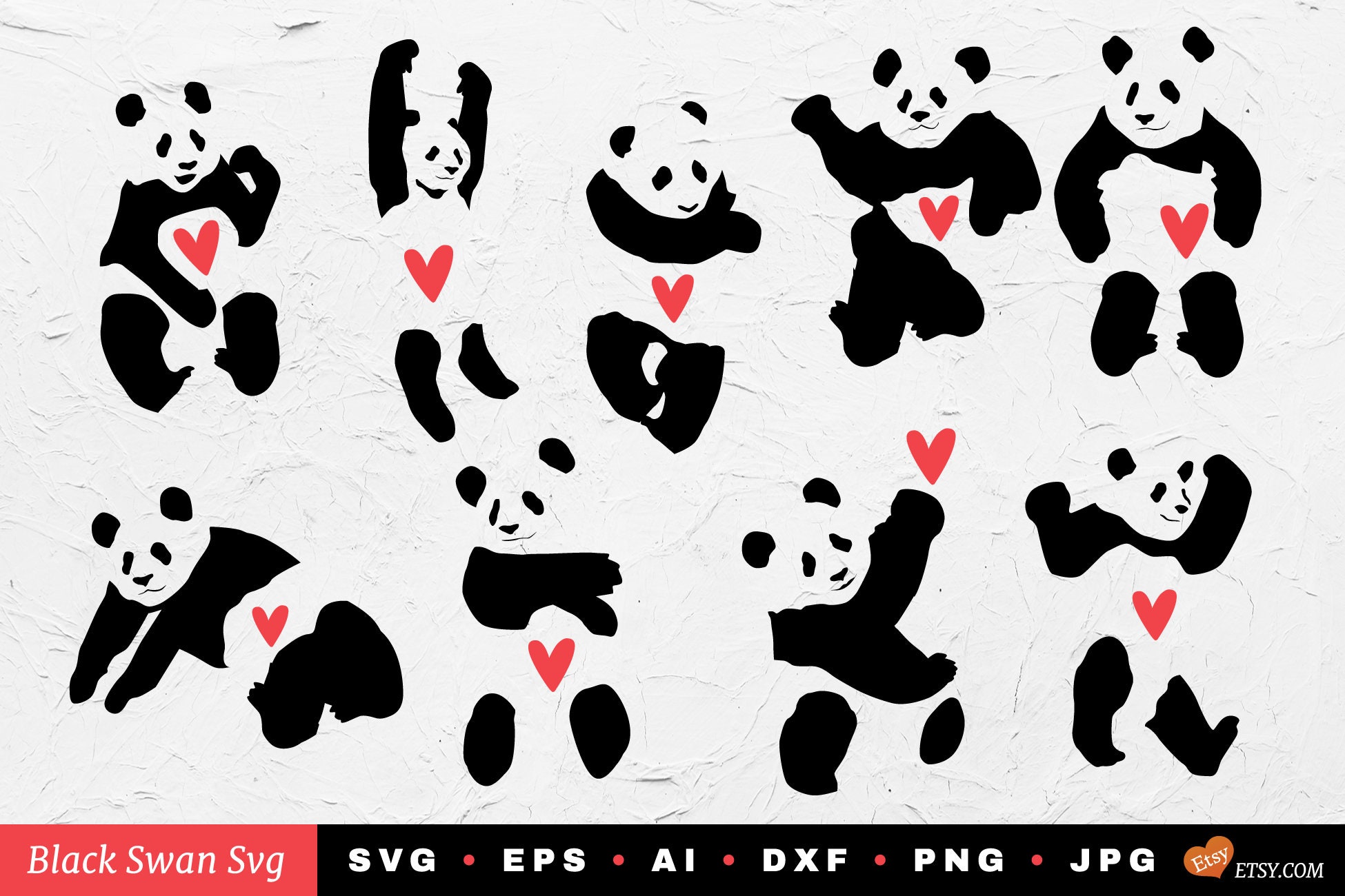 Svg Panda Bear Silhouettes Eps Svg Dxf Jpg Png Paper Etsy