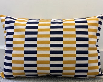Linen bolster cover | Etsy Neck roll pillow cover navy yellow gold