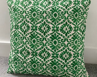 Green Ikat Cushion Cover 24 x 24" 60x60cm cotton linen double-sided