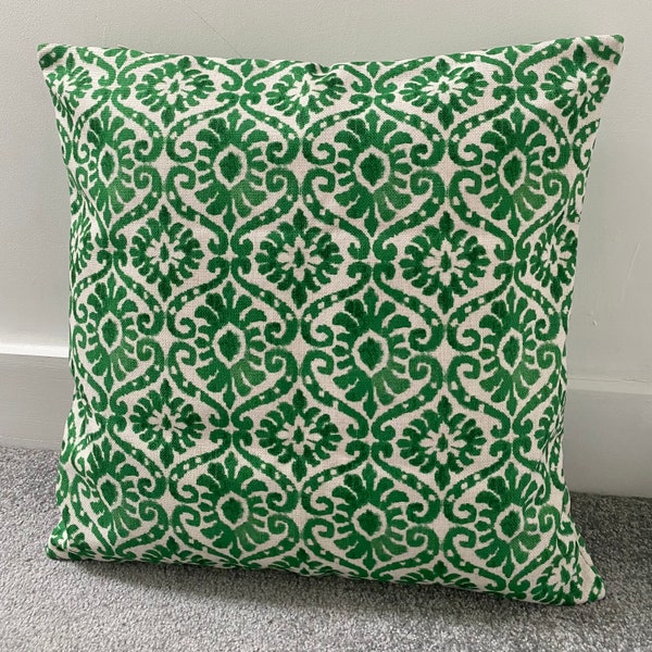 Green Ikat Cushion Cover 24 x 24" 60x60cm cotton linen double-sided